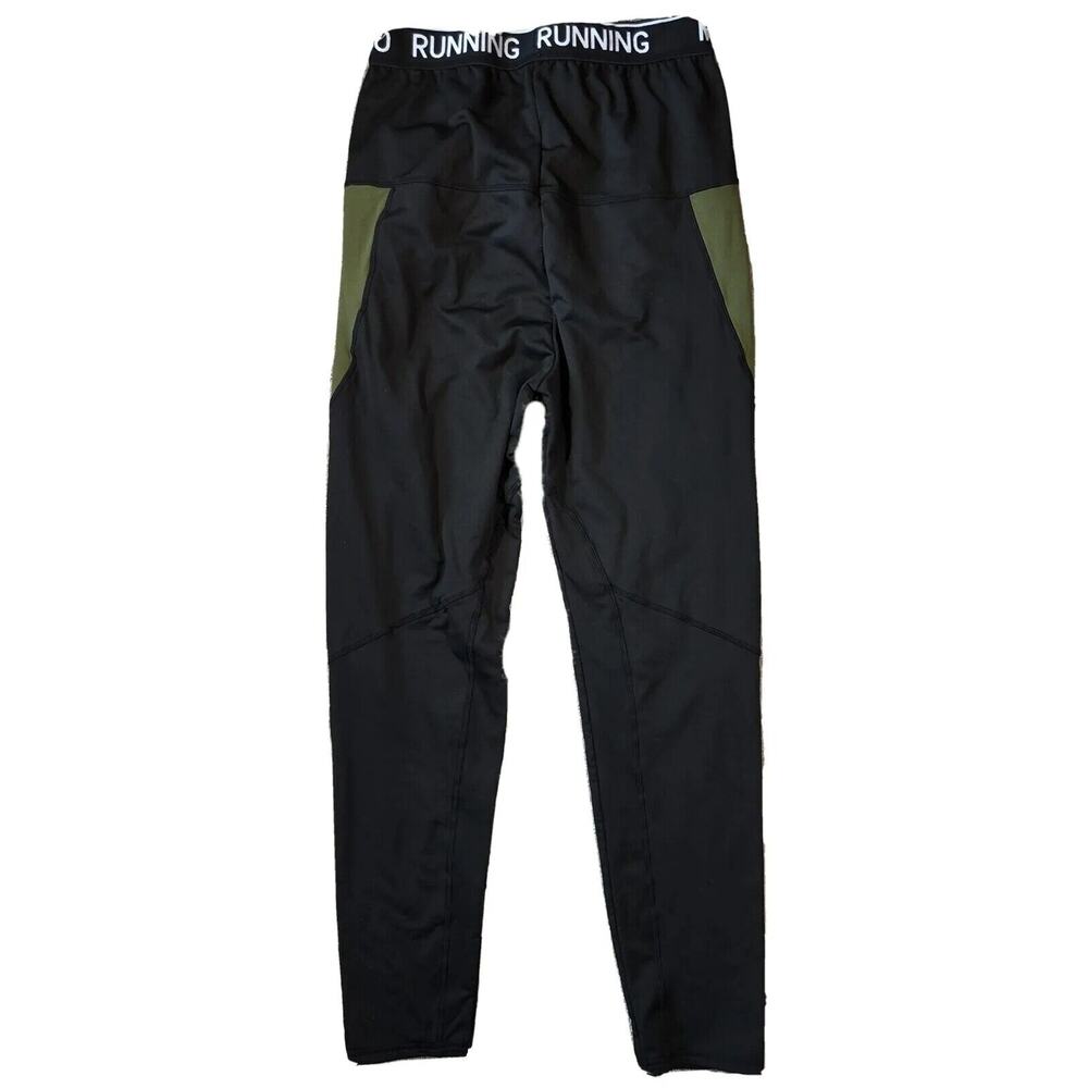 MEETYOO Men's Compression Running Pants Black/Green Size Medium NWOT
